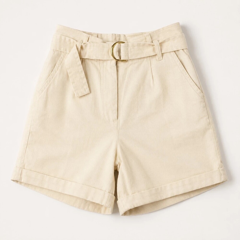 Blu Pepper Ivory Paperbag Belted High Waist Shorts Size S
